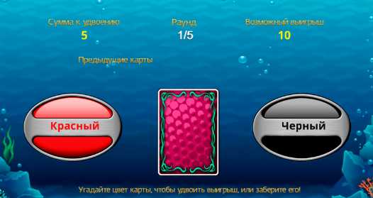 Рискованный раунд в автомате Dolphins Pearl Риск-игра в слоте Dolphins Pearl