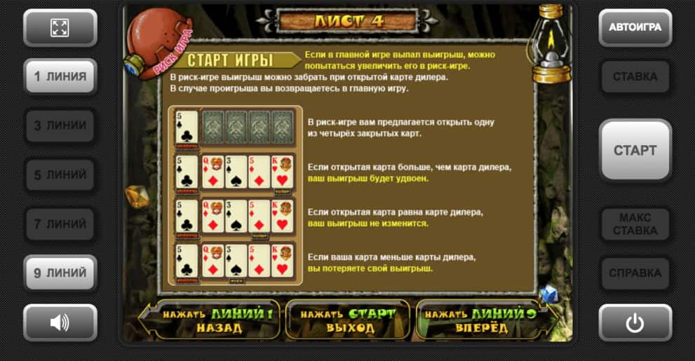 Двойная ставка с риском в автомате Гном Риск игра с увеличением выигрыша